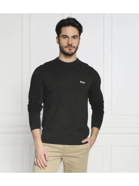 BOSS GREEN de lână pulover romar gri