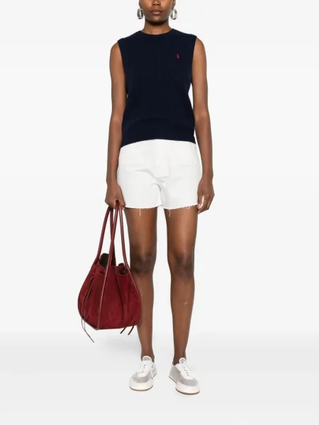 Polo Polo Ralph Lauren cu broderie fără mâneci tricotate maro