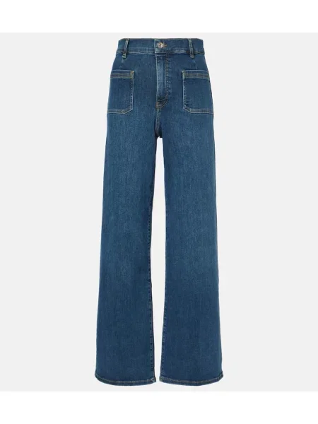 Spodnie Frame z wysoką talią niebieskie