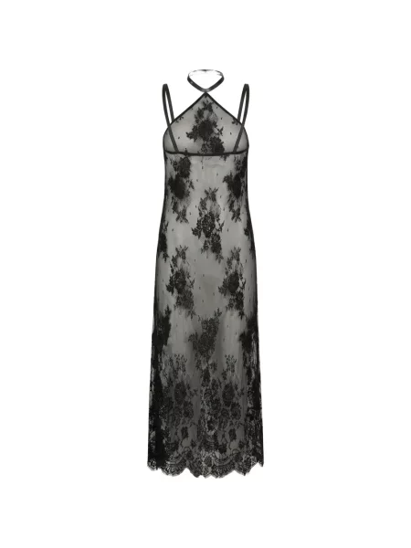 Rochie midi Almaz cu model floral din dantelă negru
