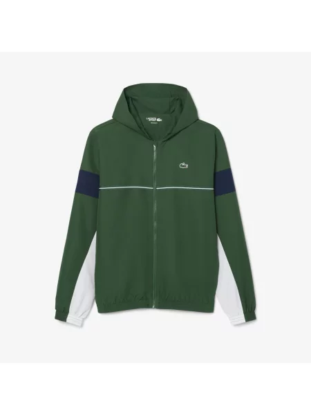 Lacoste Kurtka Z Kapturem Z Blokadą Koloru Regular Fit zielona