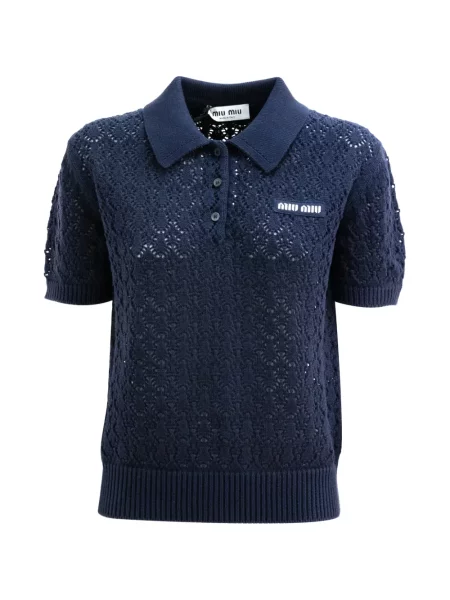 Top Miu Miu tricotate cu autograf albastru