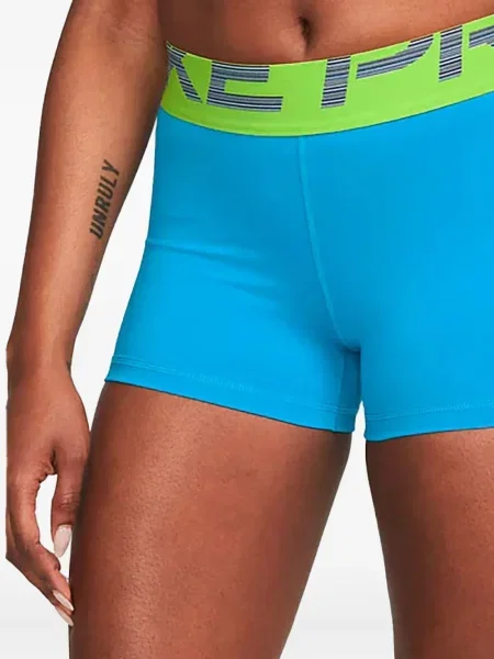 Pantaloni scurți Nike alergare cu talie înaltă în carouri albastru