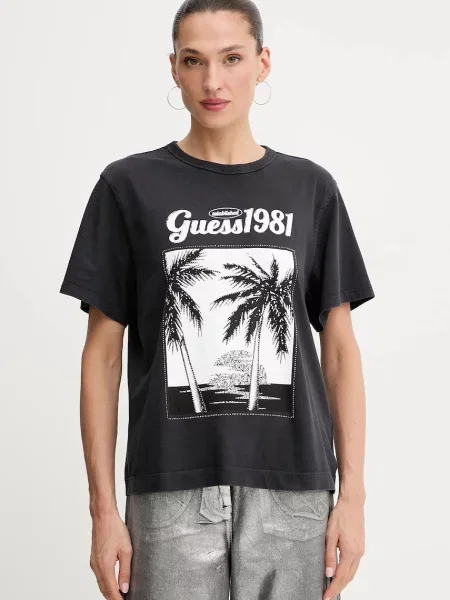 Guess t-shirt czarny szara