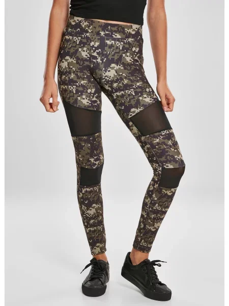 Legginsy Urban Classics z siateczką w kamuflażu szare