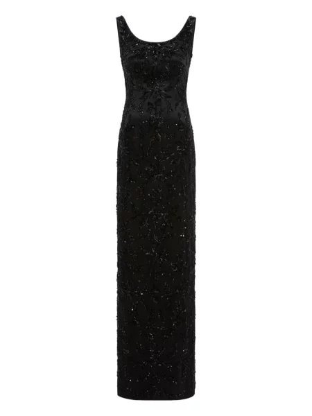 Maksi sukienka maxi Jenny Packham z koralikami garniturowa czarna