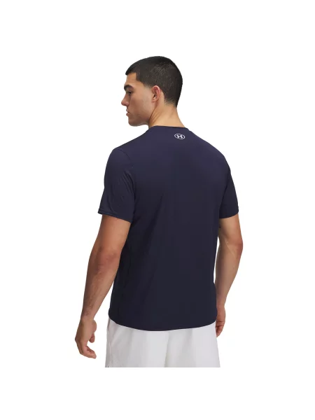 Tričko Under Armour Heatgear Fitted SS Tee Midnight Navy/ White M bílé