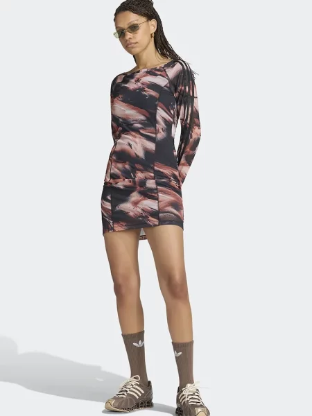 Sukienka adidas Graphic Mini Dress Vermillion/ Crystal Linen/ Aurora Coffee XS czarna