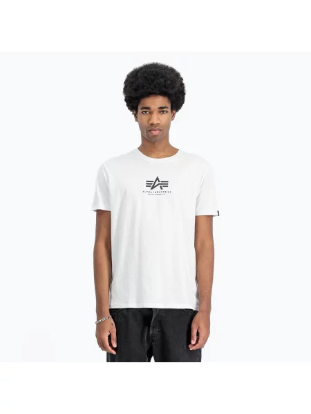 Tričko Alpha Industries Basic Mid Logo T-shirt white bílé