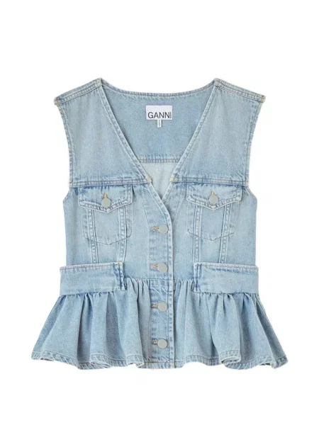 Vestă denim Ganni albastru
