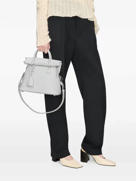 Кожена шопинг чанта Maison Margiela сиво