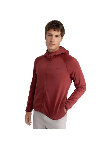 Lekka trekkingowa kurtka polarowa z kapturem Siroko Stride Maroon czerwona
