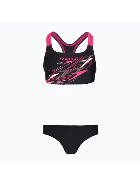 Gyermek kétrészes fürdőruha Speedo Medley Logo Racerback anthracite/pink. Méret: cm rózsaszín