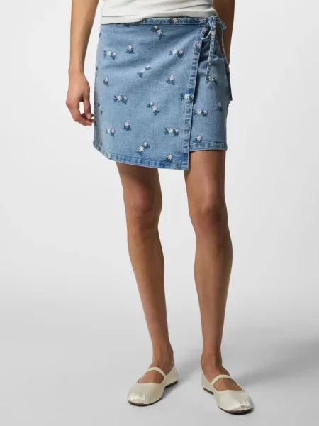 PIECES Fustă PCFlora albastru denim / verde petrol / roz alb