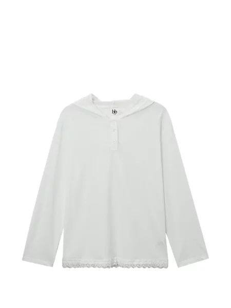 Top B+ab z kapturem koronkowy biały