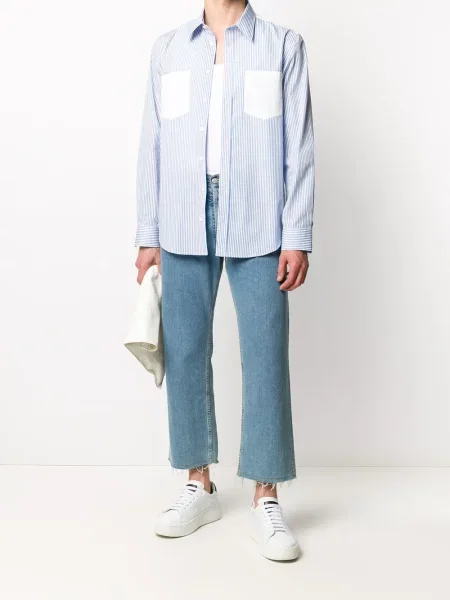 Ριγέ μακρύς ριγέ πουκάμισο Helmut Lang μπλε