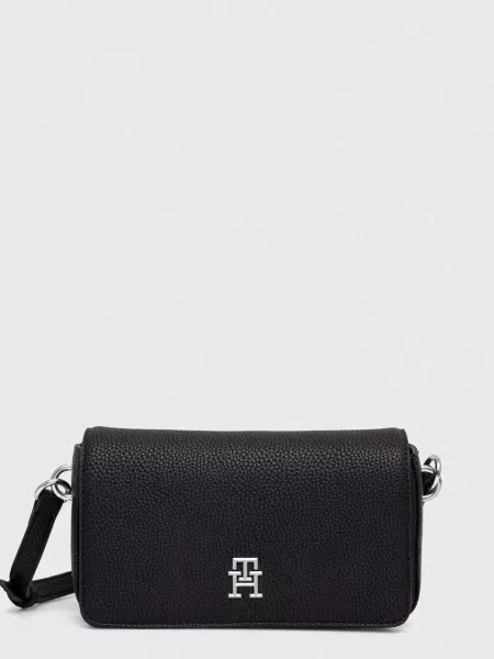 TOMMY HILFIGER Taška cez rameno / strieborná čierna
