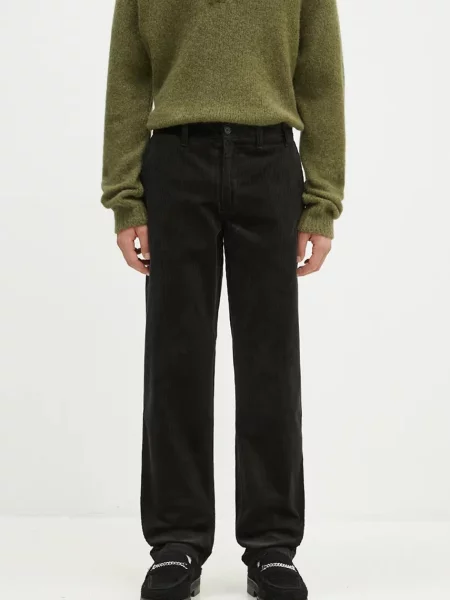 Hlače iz rebrastega žameta Norse Projects Aros zelena