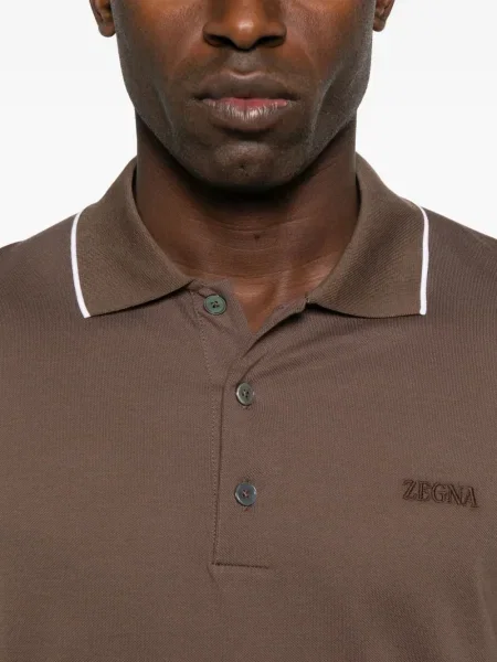 Polo Zegna cu broderie maro