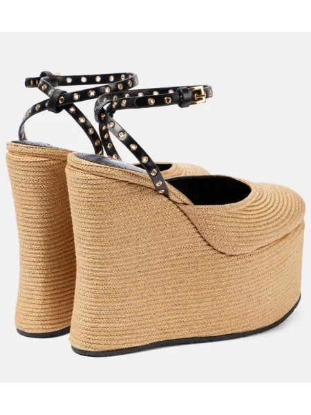 Sandale Alaïa din piele cu pană bej