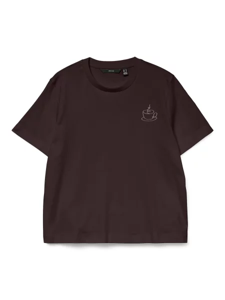 VERO MODA Tricou VMSARA METTE ecru maro