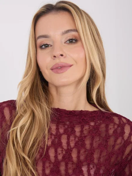 Bluză Italy Moda din dantelă bordo