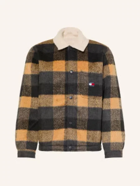 Tommy Jeans Přechodná bunda písková / antracitová černá