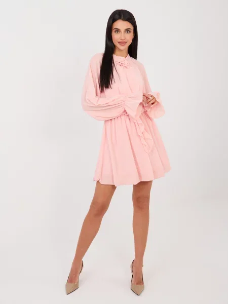 Rochie maxi Rue Paris cu mâneci lungi lungă roz