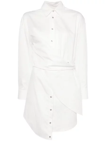 Sukienka koszulowa Marques'almeida drapowana kopertowa biała
