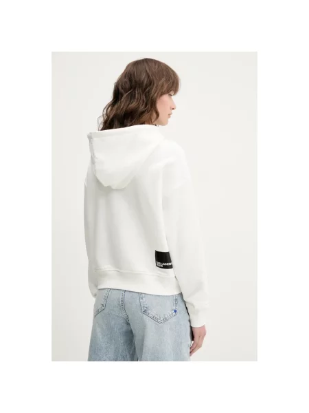 Karl Lagerfeld Jeans bluza z kapturem z nadrukiem biały