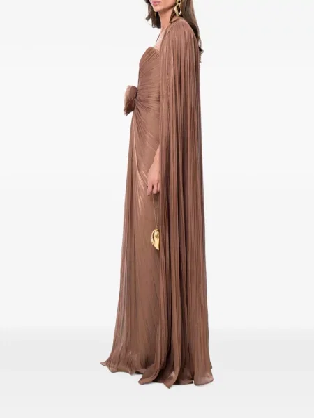 Rochie maxi Ana Radu cu model floral maro