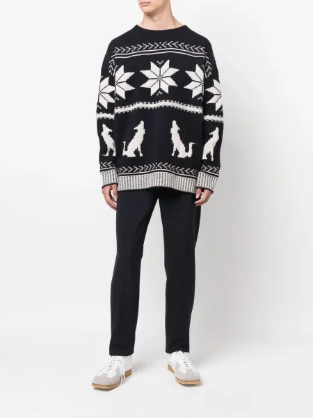 Dzianinowy sweter Etro niebieski