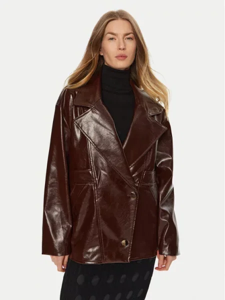 ACCESS FASHION Bunda z imitace kůže hnědá