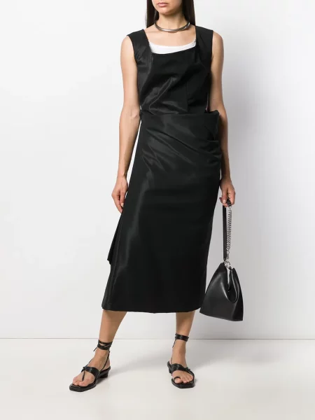 Drapované oblekové midi šaty Comme Des Garçons Pre-owned po kolena černé