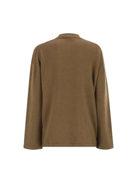 Dzianinowy sweter Max Mara z długim rękawem brązowy