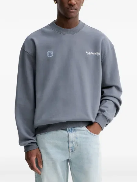Grafic hanorac crewneck Allsaints cu decolteu rotund albastru