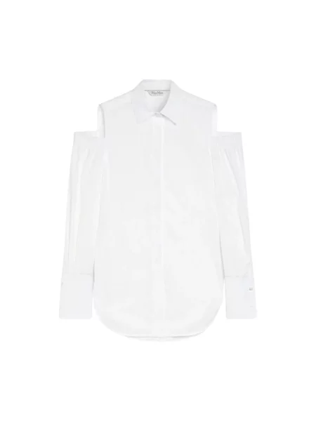 Koszula Max Mara popelinowa z odkrytymi ramionami biała