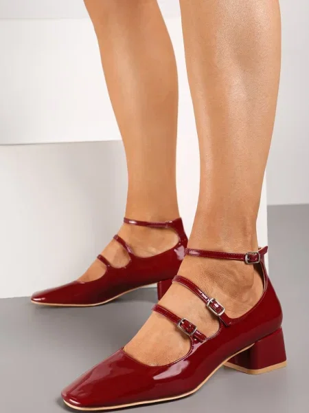 Elegant Pantofi cu Mic Ornați cu cu Cataramă Lavantia burgundy