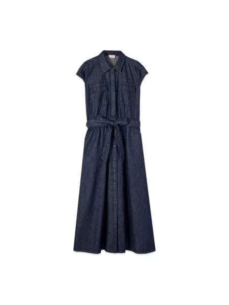 Haftowana sukienka jeansowa Oltre niebieska