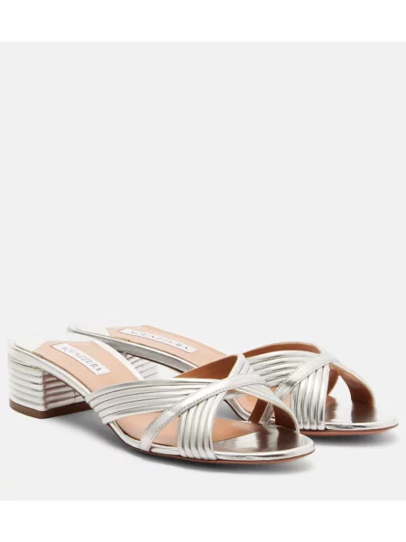 Sandale Aquazzura din piele argintiu