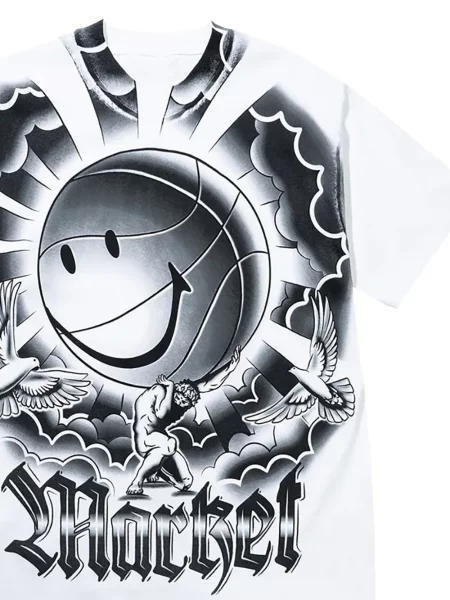 Tricou Market cu imagine alb