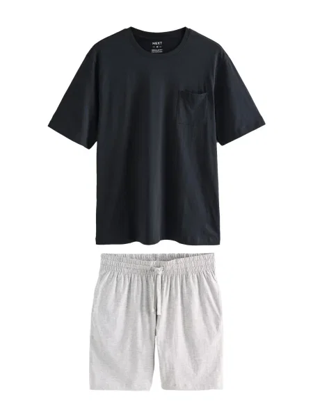 Next Pijama scurtă gri deschis negru