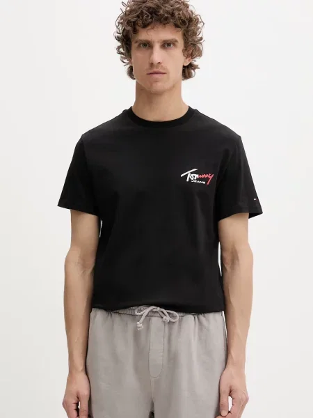 Tommy Jeans majica za muškarce od pamuka crna