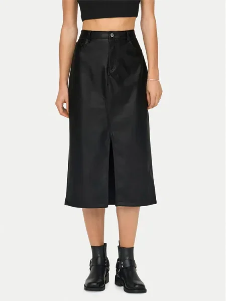 ONLY Fustă din imitație de piele Kiri negru