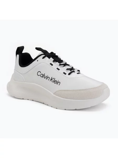 Sneakerși Calvin Klein din piele de căprioară alb