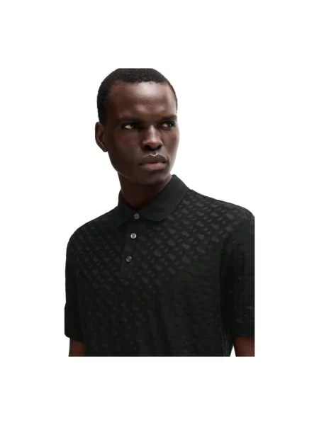 BOSS polo gładki czarny