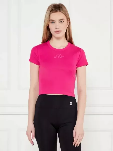 HUGO Póló | Cropped Fit rózsaszín