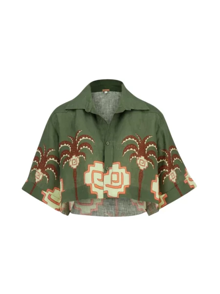 Lniana wielobarwność bluzka Johanna Ortiz zielona