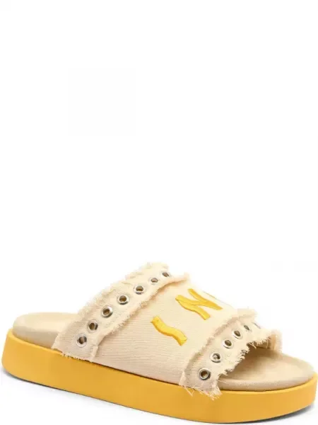 INUIKII Papucs FRAYED DENIM LOW bőr hozzáadásával