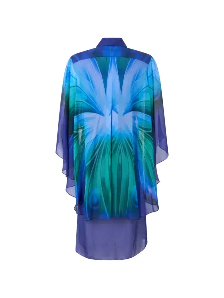 Lung rochie midi Alberta Ferretti de mătase albastru